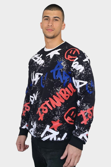 Sudadero Negro con Print Hip Hop London Black - Sudadero negro con estampado inspirado en el estilo hip hop de Londres en tonos blanco, naranja y azul.